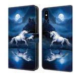 For iPhone XR Crystal Painted Leather Phone case(White Horse)