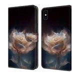 For iPhone XR Crystal Painted Leather Phone case(Peony)