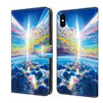For iPhone X / XS Crystal Painted Leather Phone case(Colorful Sky)
