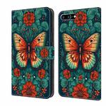 For iPhone 8 Plus/7 Plus Crystal Painted Leather Phone case(Flower Butterfly)