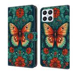 For Honor X8 4G Crystal Painted Leather Phone case(Flower Butterfly)