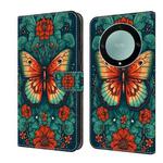 For Honor Magic5 Lite/X40 Crystal Painted Leather Phone case(Flower Butterfly)