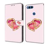 For Honor 9 Lite Crystal Painted Leather Phone case(Love Peach)