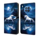 For Honor 50 Lite Crystal Painted Leather Phone case(White Horse)