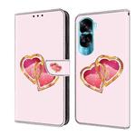 For Honor 90 Lite Crystal Painted Leather Phone case(Love Peach)