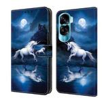 For Honor 90 Lite Crystal Painted Leather Phone case(White Horse)