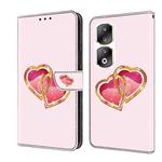 For Honor 90 Pro Crystal Painted Leather Phone case(Love Peach)