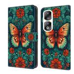 For Honor 90 Pro Crystal Painted Leather Phone case(Flower Butterfly)