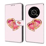 For Honor X9 4G/5G/X30/Magic4 Lite Crystal Painted Leather Phone case(Love Peach)