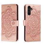 For Samsung  Galaxy A15 Sun Mandala Embossing Pattern Phone Leather Case(Rose Gold)