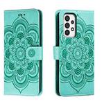 For Samsung Galaxy A73 5G Sun Mandala Embossing Pattern Phone Leather Case(Green)