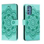 For Samsung Galaxy M52 5G Sun Mandala Embossing Pattern Phone Leather Case(Green)