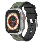 For Apple Watch Ultra 49mm Oak Silicone Watch Band(Black Army Green)