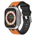 For Apple Watch Ultra 49mm Oak Silicone Watch Band(Black Orange)