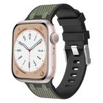 For Apple Watch SE 2022 44mm Oak Silicone Watch Band(Black Army Green)