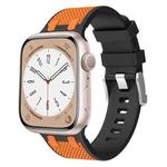 For Apple Watch SE 44mm Oak Silicone Watch Band(Black Orange)