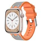 For Apple Watch Series 6 44mm Oak Silicone Watch Band(Orange Grey)
