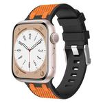For Apple Watch 42mm Oak Silicone Watch Band(Black Orange)