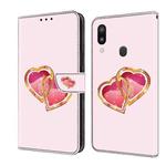 For Samsung Galaxy A20/A30 Crystal Painted Leather Phone case(Love Peach)
