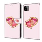 For Samsung Galaxy A22 5G Crystal Painted Leather Phone case(Love Peach)