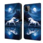 For Samsung Galaxy A22 5G Crystal Painted Leather Phone case(White Horse)