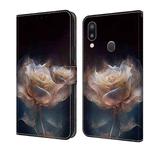 For Samsung Galaxy A40 Crystal Painted Leather Phone case(Peony)