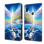 For Samsung Galaxy A40 Crystal Painted Leather Phone case(Colorful Sky)