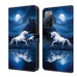 For Samsung Galaxy S20 FE 4G/5G Crystal Painted Leather Phone case(White Horse)