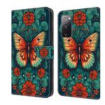 For Samsung Galaxy S20 FE 4G/5G Crystal Painted Leather Phone case(Flower Butterfly)