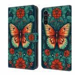 For Samsung Galaxy S22+ 5G Crystal Painted Leather Phone case(Flower Butterfly)