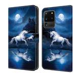 For Samsung Galaxy Note20 Ultra 5G Crystal Painted Leather Phone case(White Horse)