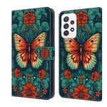 For Samsung Galaxy Note20 Crystal Painted Leather Phone case(Flower Butterfly)