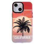 For iPhone 15 Beach Coconut Dual-side Laminating Laser Frosted Phone Case(Red Yellow)