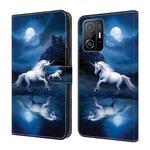 For Xiaomi 11T Pro Crystal Painted Leather Phone case(White Horse)