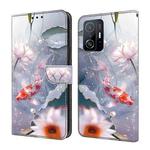 For Xiaomi 11T Pro Crystal Painted Leather Phone case(Koi)