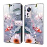 For Xiaomi 12 Crystal Painted Leather Phone case(Koi)