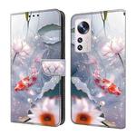 For Xiaomi 12 Pro Crystal Painted Leather Phone case(Koi)