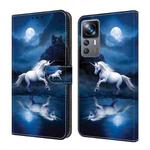 For Xiaomi 12T Pro Crystal Painted Leather Phone case(White Horse)