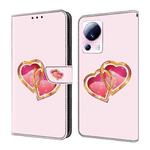 For Xiaomi 13 Lite Crystal Painted Leather Phone case(Love Peach)