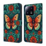 For Xiaomi 13 Pro Crystal Painted Leather Phone case(Flower Butterfly)