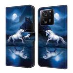 For Xiaomi 13T Pro Crystal Painted Leather Phone case(White Horse)