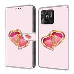 For Xiaomi Redmi 10C Global Crystal Painted Leather Phone case(Love Peach)