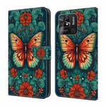 For Xiaomi Redmi 10C Global Crystal Painted Leather Phone case(Flower Butterfly)