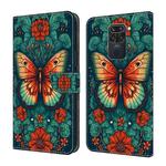 For Xiaomi Redmi Note 9/10X 4G Crystal Painted Leather Phone case(Flower Butterfly)