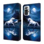 For Xiaomi Redmi Note 10 Pro Crystal Painted Leather Phone case(White Horse)