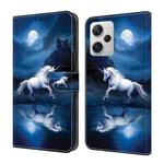 For Xiaomi Redmi Note 12 Pro 5G Global Crystal Painted Leather Phone case(White Horse)