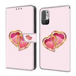 For Xiaomi Redmi Note 10 5G Crystal Painted Leather Phone case(Love Peach)