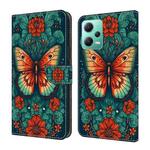 For Xiaomi Redmi Note 12 4G Global Crystal Painted Leather Phone case(Flower Butterfly)