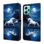 For Xiaomi Redmi Note 12 5G Global Crystal Painted Leather Phone case(White Horse)