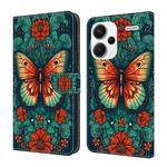 For Xiaomi Redmi Note 13 4G Crystal Painted Leather Phone case(Flower Butterfly)